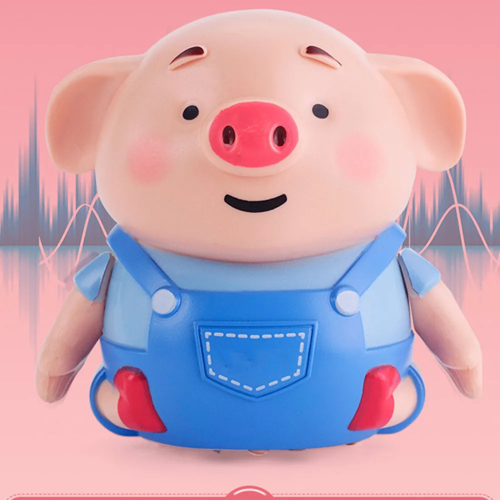 Mini Pig Robot Inductive Line Drawing Toys with Light Music Education Toy with Drawing Pen USB 4