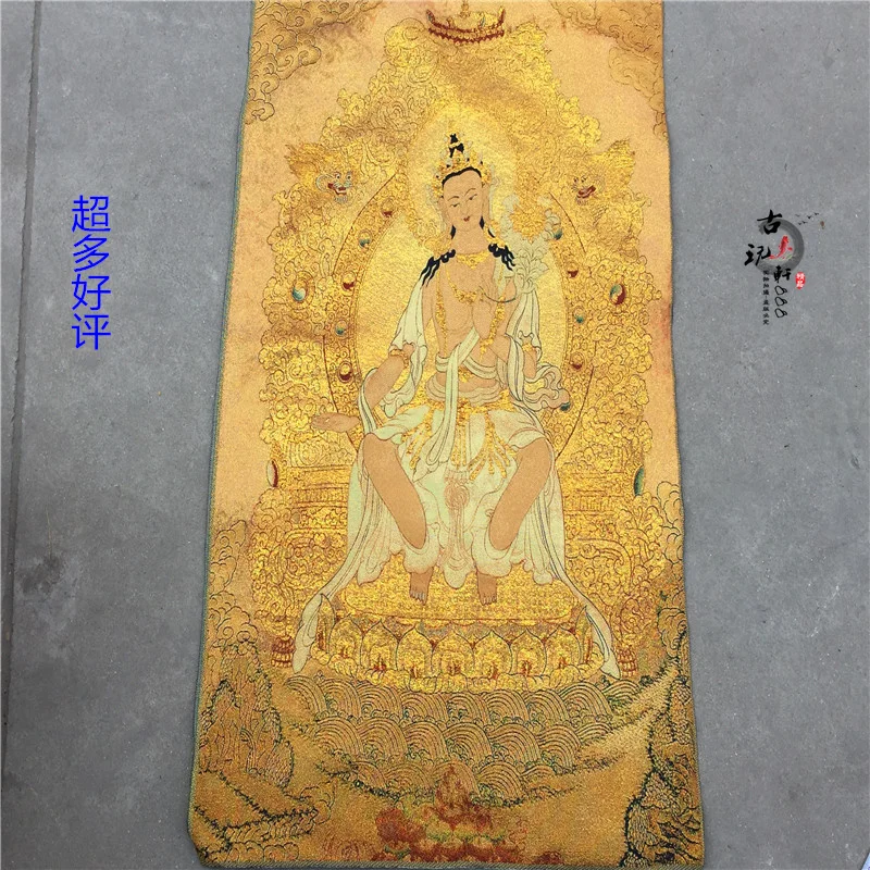Тибетская статуя тантризма Будды, шелковая вышитая парчовая картина Thangka, золотой шелк, вышитая хлопковая вышивка