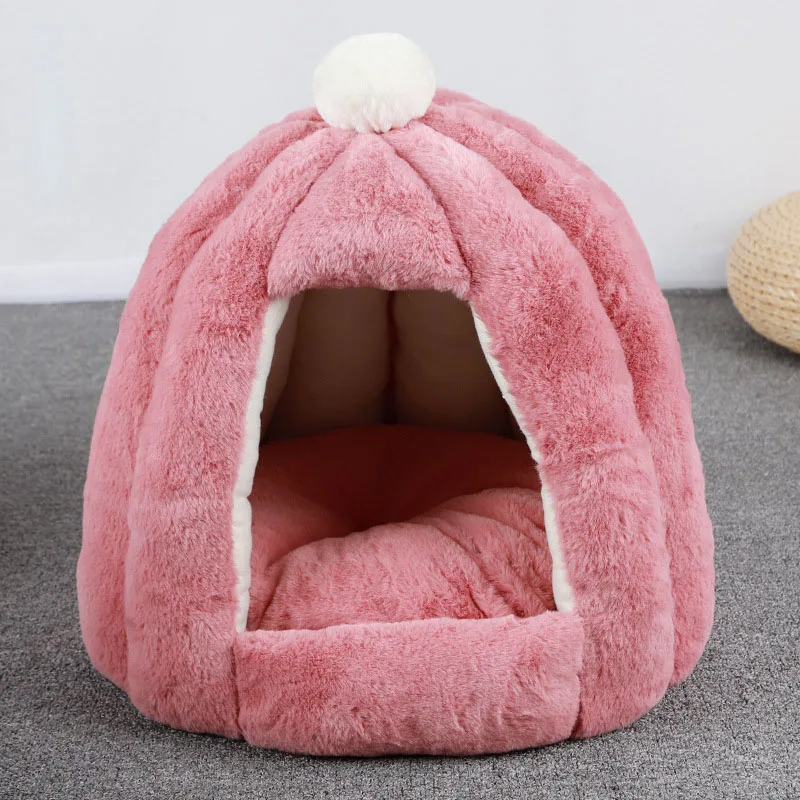 pink Домик для маленьких питомцев, питомник, коврик для кровати, одеяло для кошек, палатка для животных, pp хлопок, зимний матрац для кровати, фланелевая ткань, теплая - Цвет: pink