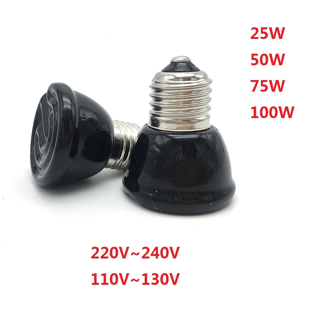 Mini Pet Reptile Infrared Ceramic Heating Lamp 110V 220V Heat Emitter Light Bulb 25W 50W 75W 100W