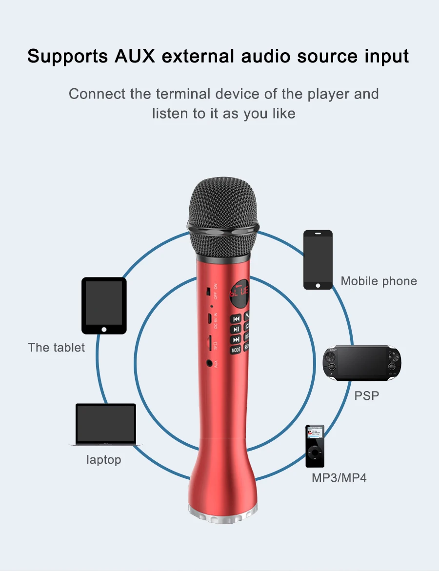 MAMEN 4 цвета Беспроводной караоке динамик bluetooth c микрофоном 2-в-1 Ручной петь и Запись Портативный КТВ плеер для iOS/Android
