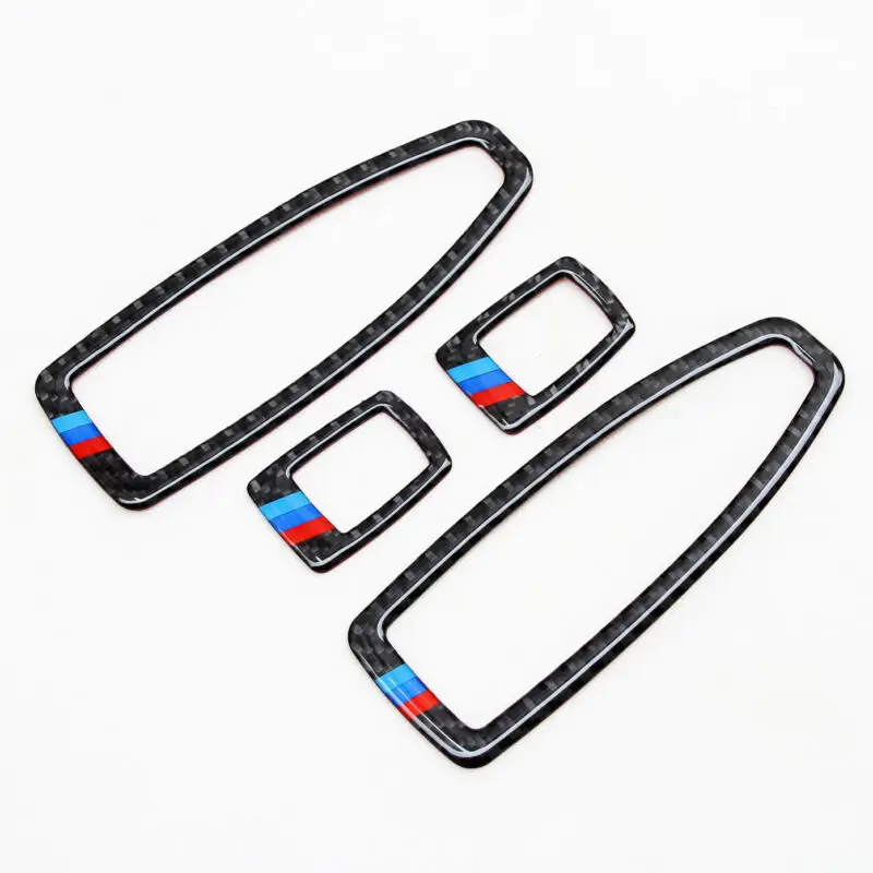 

Car Door Window Switch Panel Genuine Trims For BMW F20 F30 F34 F36 F48 4pcs Carbon Fiber Car Decorative Stickers