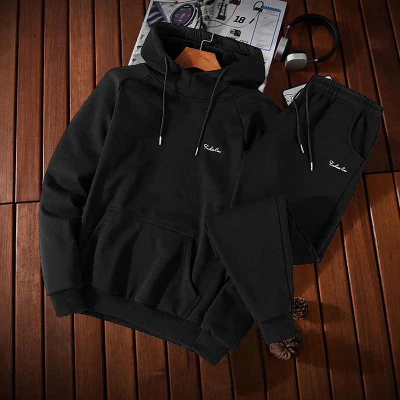 

2018 Spring Clothing Long-sleeved Sweater Leisure Sports Suit Spring Clothing Handsome Hooded Pullover Two-Piece Set Men's