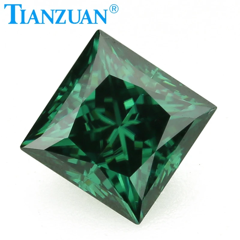 

green color 5-12mm square shape dia mond cut Sic material moissanites loose gem stone