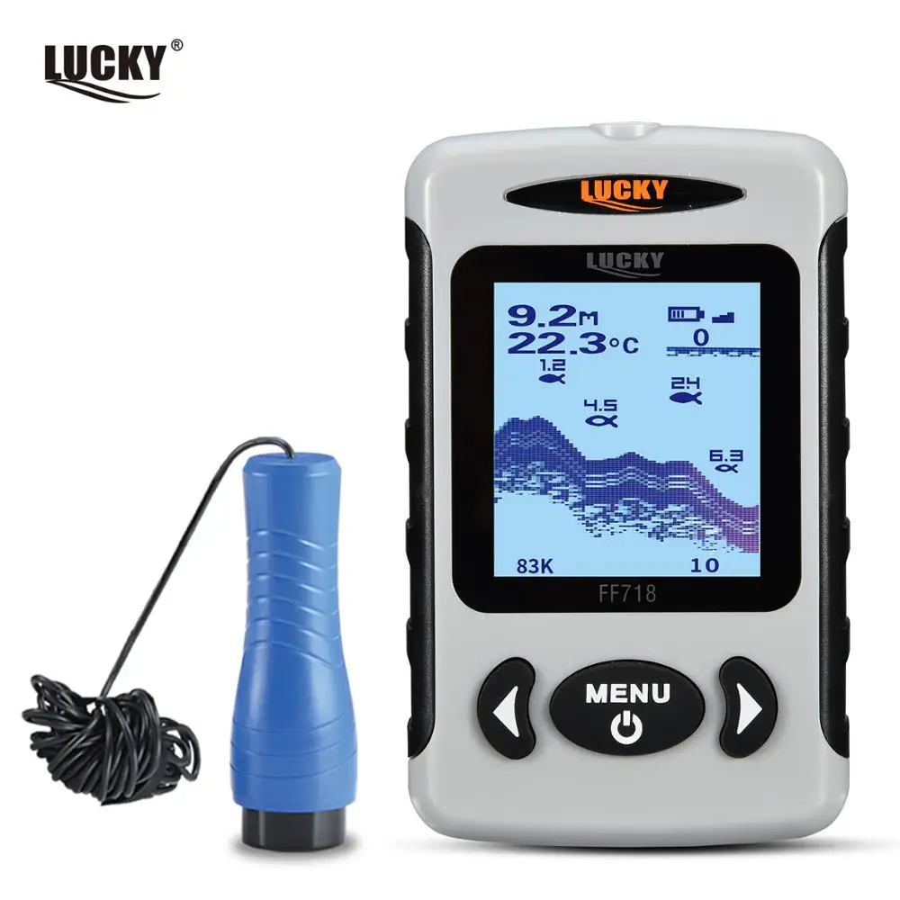  Russian menuLUCKY FF718D-Ice 2.2inch LCD Portable Fish Finder 200KHz/83KHz Dual Sonar Frequency 100