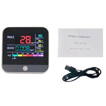 

LCD Digital Display Multifunctional PM2.5 HCHO TVOC AQI Detector Thermometer and Hygrometer Air Quality Analyzer Monitor
