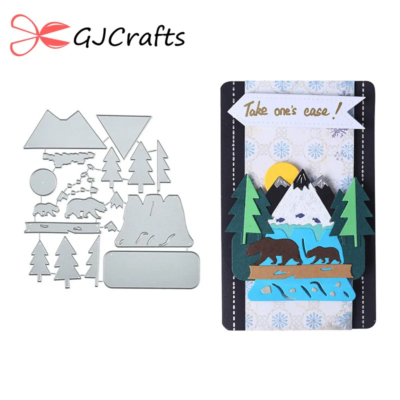 

GJCrafts Bear In Forest Metal Cutting Dies for Card Making Scrapbooking Dies Embossing Cuts Stencil Craft Dies 2019 New