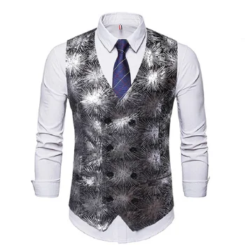 

Men's casual Gold stamping men's casual double breasted vest