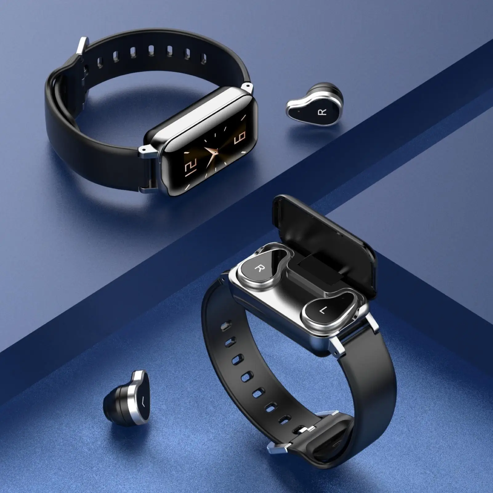 Беспроводные Bluetooth наушники T89 TWS с пульсометром спортивные часы браслет|Наушники
