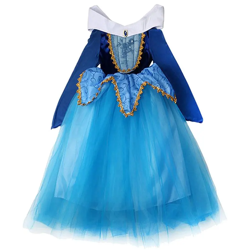 Blue Dress Only Платье Спящей красавицы для девочек; платье принцессы Авроры; карнавальный костюм; детское длинное платье для костюмированной вечеринки; одежда на Хэллоуин и день рождения - Цвет: Blue Dress Only