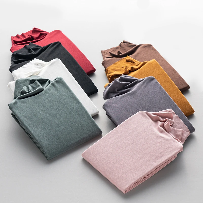 

2019 thin new long-sleeved bottoming shirt female autumn ins wind solid color high collar T-shirt