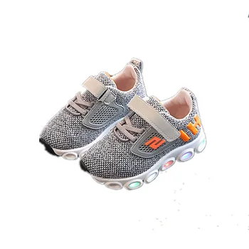 

children running shoes non-slip casual shoes men and women bright lights net shoes students sneakers fly weaving small children