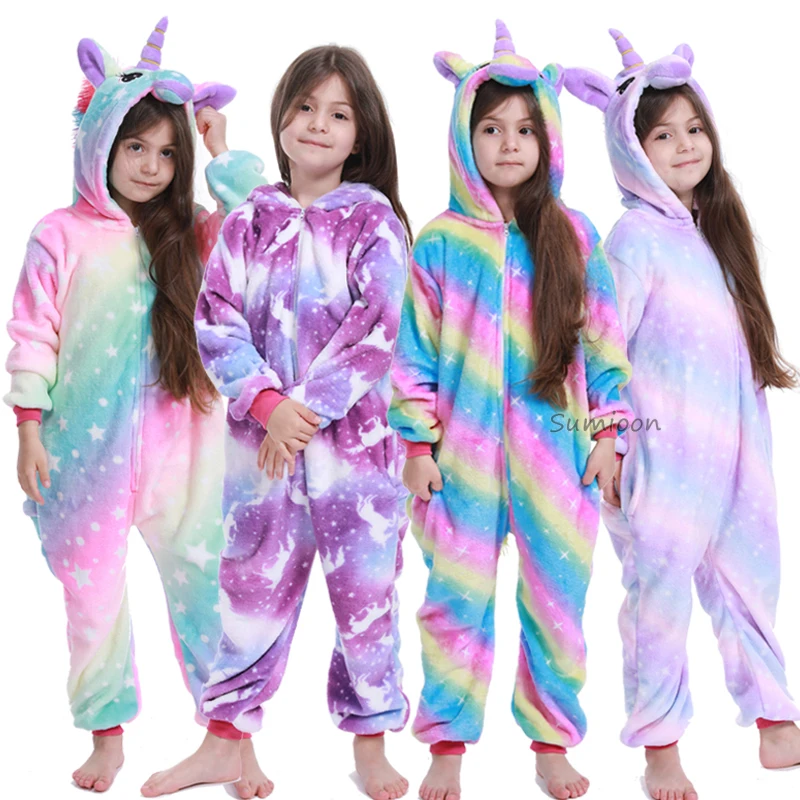 New Kids Kigurumi Panda Blanket Overalls Jumpsuit Baby Children Animal Unicorn Pajamas Onesie Cosplay Boy Girl Sleepwear Costume