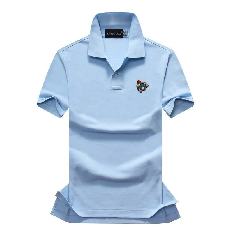 Light blue Высококачественные летние мужские рубашки поло с коротким рукавом, хлопок, XS-4XL, мужские повседневные мужские Поло, модные мужские футболки - Цвет: Light blue