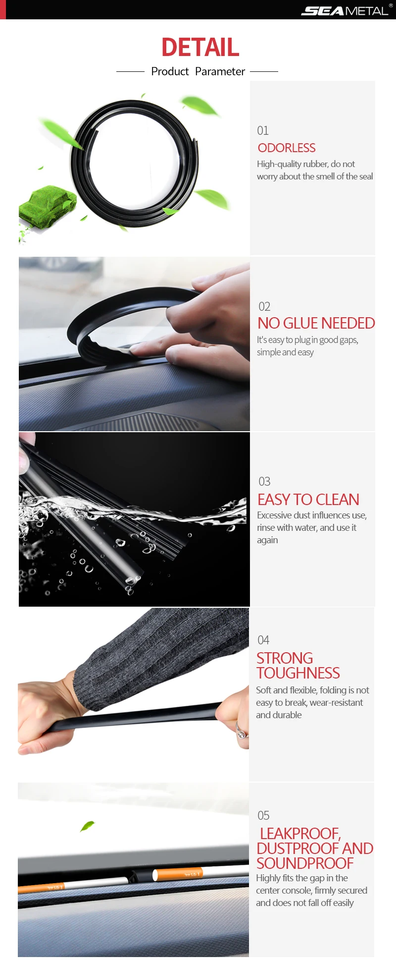 160cm Car Dashboard Sealing Strip Interior Auto Leakproof Strips Noise Sound Ins