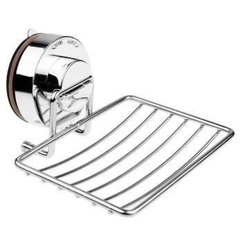 

Super Powerful Vacuum Suction Stainless Steel Soap Dish Sponge Holder With Locking Suction Bathroom & Kitchen Accessory