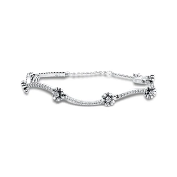 

100% 925 Sterling Silver Sparkling Daisy Flower Bracelets Free Shipping
