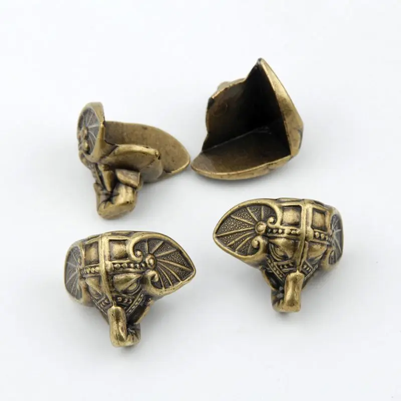 

12pcs Antique Elephant Vintage Jewelry Chest Box Wooden Case Feet Leg Protector