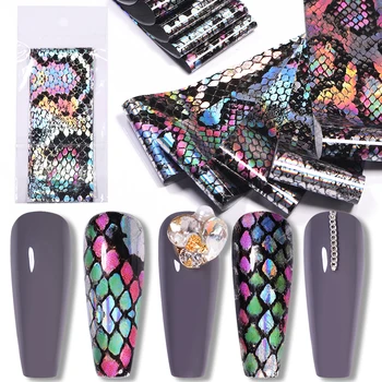 

16 Pcs Snake Nail Art Foil Stickers Holographics Leopard Design Transfer Slider Adhesive Decals DIY Nail Art Decoration