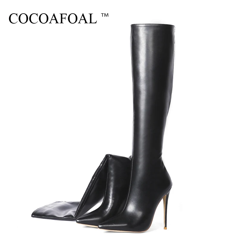 

KEAIQIANJIN Spring Autumn Women's Knee High Boots Woman Shoes Sexy High Heels Boots Pointed Toe Knee High Boots Patent Leather