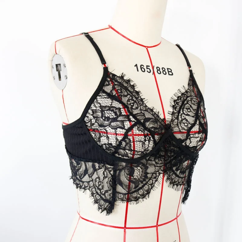 Сексуальный прозрачный бюстгальтер с глубоким V образным вырезом кружевной на