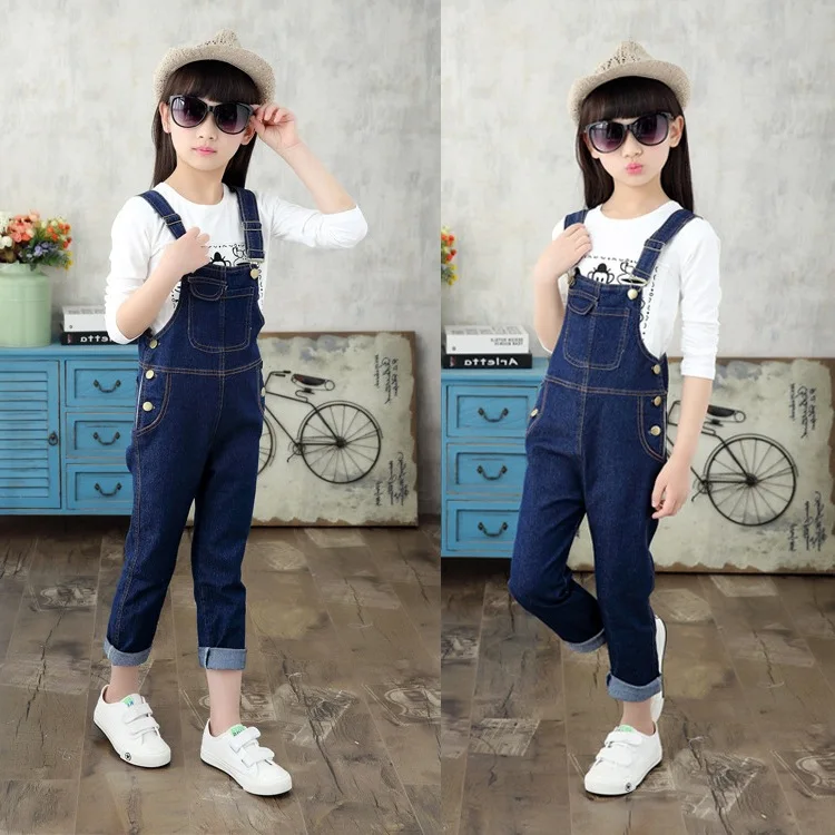 

Childrenswear 2019 Spring New Style Korean-style Men And Women Children Celebrity Style Blue Suspender Pants Fashion Children Co