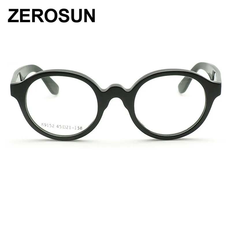 Zerosun ацетатные очки, оправа для мужчин и женщин, 45 мм, маленькие круглые очки для мужчин, Ретро стиль, толстые очки для ботана, модные или оптические линзы
