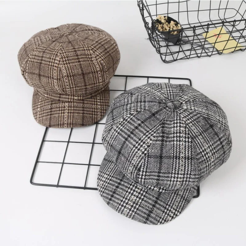 Ретро британская восьмиугольная кепка для женщин, зимняя Осенняя Кепка, Повседневный хлопковый берет, шапка fpr для девочек и мальчиков, шапка художника, женская кепка газетчика