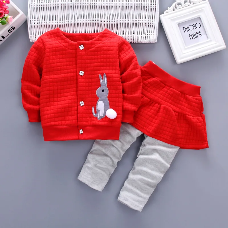 Baby girl clothes spring and autumn cotton thick warm set casual cartoon cute rabbit set baby long-sleeved baby girl two-piece Baby Clothing Set cheap