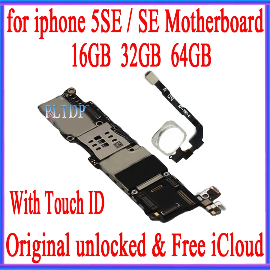

Factory Unlocked for iphone 5SE SE Motherboard with/without Touch ID, Free iCloud 100% Original for iphone 5SE Mainboard