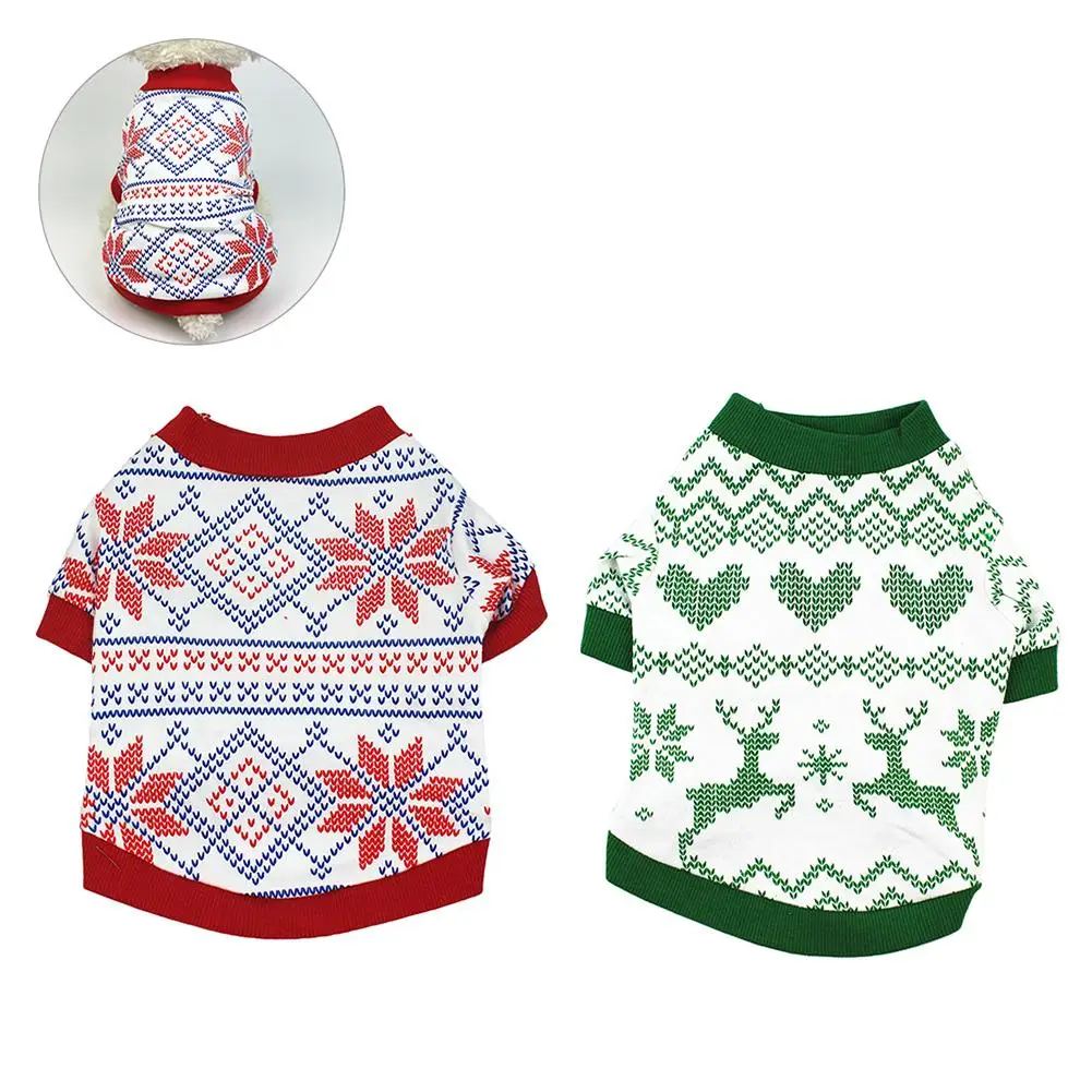 

New Cartoon Christmas Elk Snowflake Print Breathable Cotton Clothes Vest Soft Shirt Costume