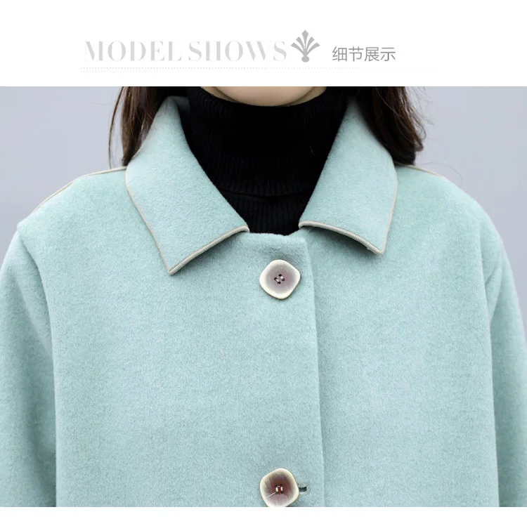Autumn Single Breasted Long Sleeve Plaid Double-faced Woolen Goods Non-Lining Cloth Woolen Jacket Overcoat Women's