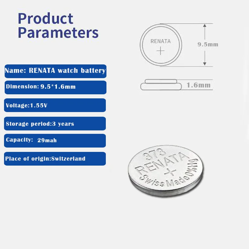 2 шт./лот Renata 373, оксид серебра часы батарея длительный SR916SW 916 швейцарские Кнопки Монета батареи