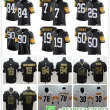 Сшитые мужские Питтсбург Бен роэтлисбергер Antonio коричневый T.J. Watt JuJu Smith-Schuster черная Альтернативная Паровая бесконтактная футболка