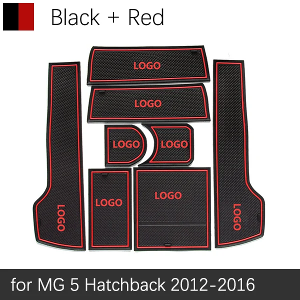 Противоскользящий резиновый коврик для дверных чашек для MG5 MG 5 2012-, 8 шт., аксессуары, автомобильные наклейки, коврик для телефона 2013 - Название цвета: Красный