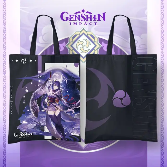 Genshin Impact Anime Cosplay Baal Kazuha Canvas Tote Bag Zhongli Yoimiya Xiao Ayaka Ganyu Hu Tao Klee Kids Collection Gifts Baal