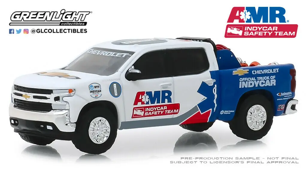 Зеленый свет 1: 64 Chevrolet Silverado AMR безопасный грузовик Игрушечная машина из сплава игрушки для детей литой модельный автомобиль подарок на день рождения