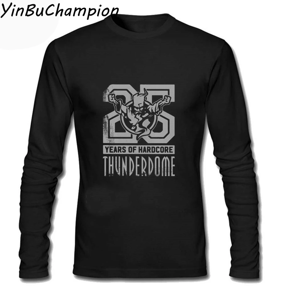 Thunderdome Hardcore футболка для мальчиков с длинным рукавом мужские футболки Camisetas Hombre Manga Corta крутая Мужская футболка с круглым вырезом Повседневная - Цвет: Черный
