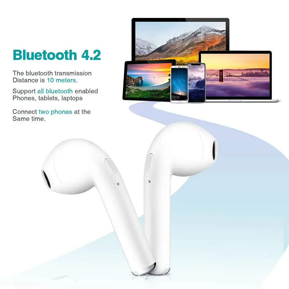 Bluetooth наушники I7s TWS спортивные фитнес беспроводные гарнитуры стерео беспроводные Bluetooth наушники с зарядной коробкой для всех телефонов