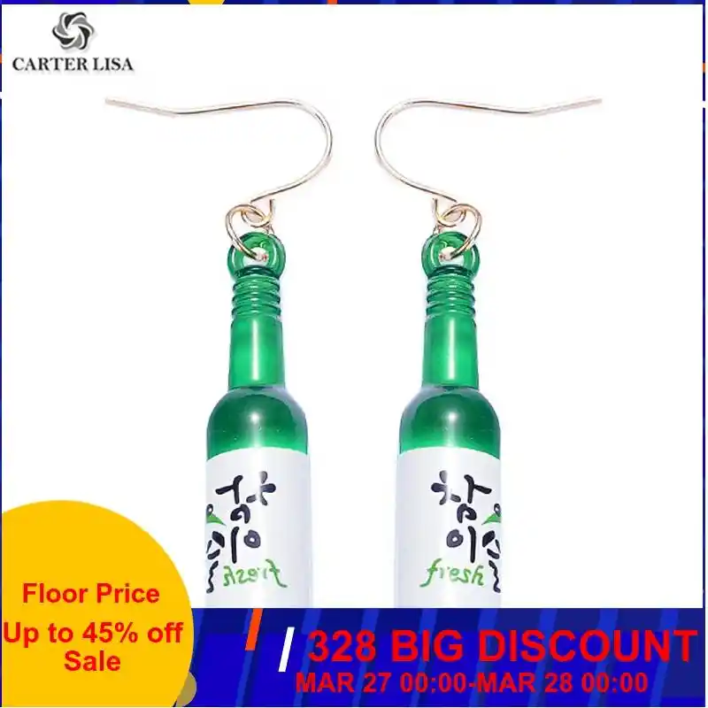 Carter lisa feminino único kawaii garrafa de cerveja em miniatura pingente gota balançar brincos para moda feminina jóias accesorios mujer