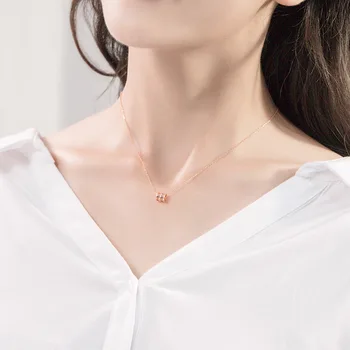 

S925 Sterling Silver Necklace Women's Douyin Celebrity Style Slim Waist Necklace Korean-style Simple Elegant Students Fashion Pe