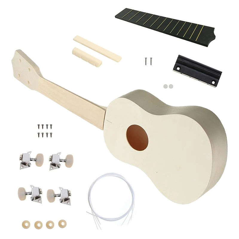 

Kids Soprano Ukulele Diy Kit 21 Inch Basswood 4 Strings Hawaiian Guitar for Handwork Painting Perfect Child Campaign