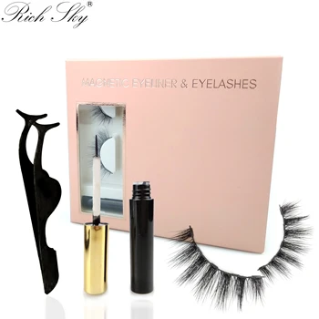

Rich Sky Wholesale Private Label Tweezers And Eyeliner Custom False Lash Boxes logo Magnetic Eyelashes