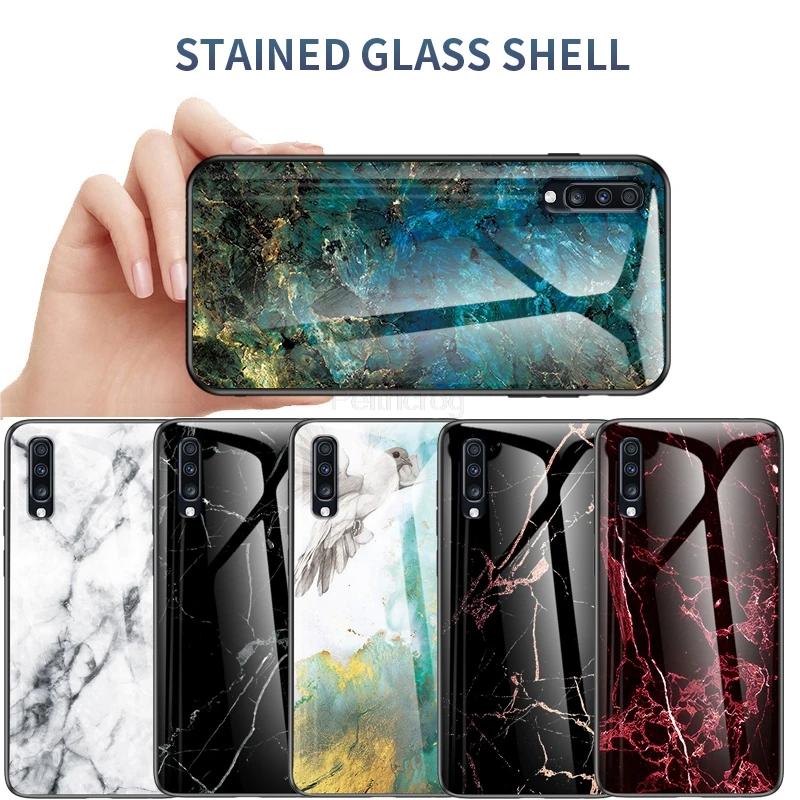 Luxury Marble Glass Case For Samsung Galaxy A50 A70 A80 A10 A20 A30 M10 A20E A7 A8 A9 A6 A5 J8 J4 J6 2018 S10 Plus S10E Cover |