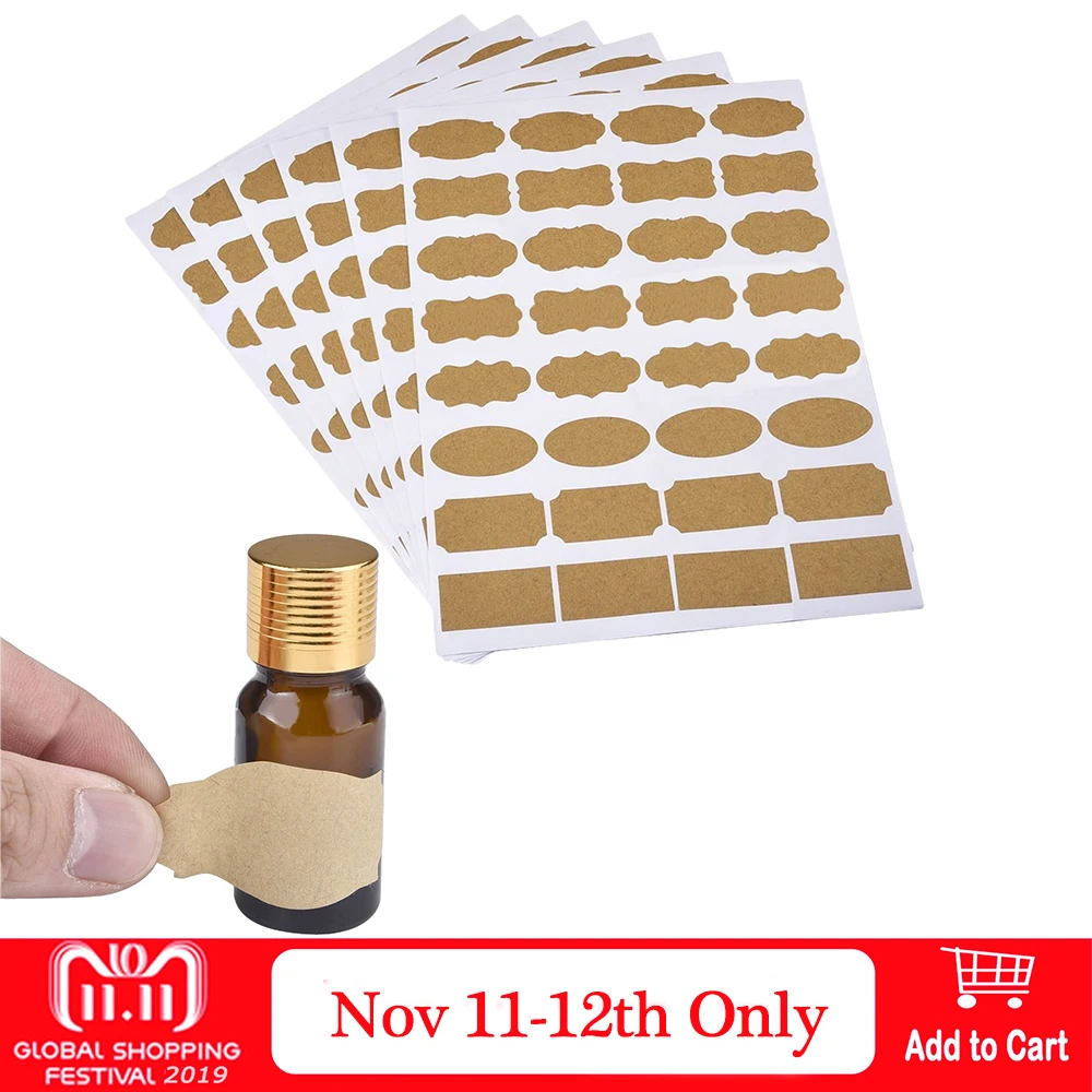 

96/160/256 Pcs Fancy Kraft Paper Labels Sticker Essential Oil Perfume Essence Lotion Cosmetic Cream Bottle Kraft Label Stickers