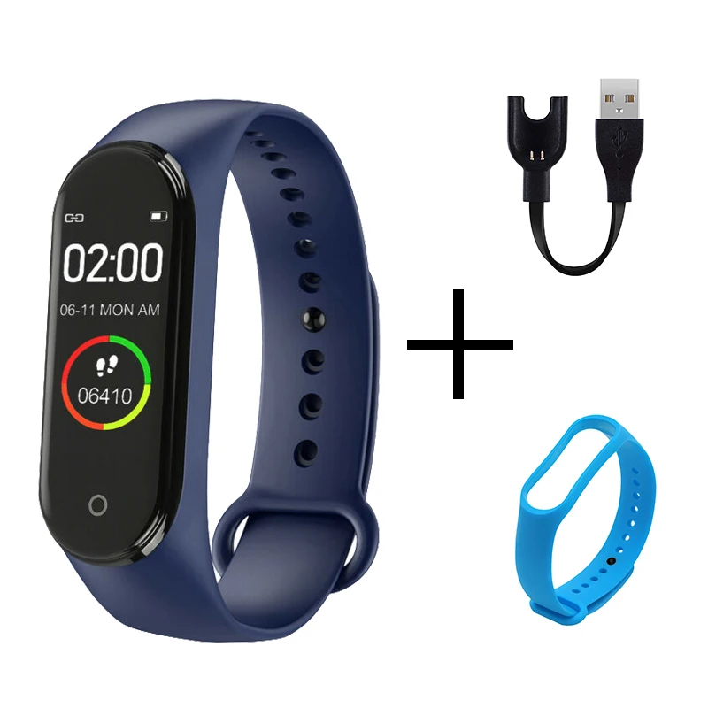 blue S blue strap Мужские часы, спортивные, шагомер, цифровые часы, фитнес-трекер, пульсометр, мужские, женские, умные часы, женский новогодний подарок - Цвет: blue S blue strap