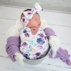 Детский спальный мешок пеленка повязка на голову новорожденные младенцы одеяла с рисунком лента для волос