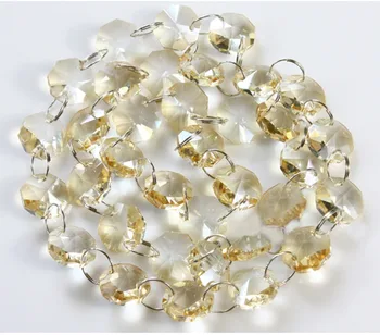 

86Piece Champagne Ball Chain Clear Glass Crystal DIY Iridescent Garland 14MM Crystal Beads Strand Octagonal Party Wedding Decor