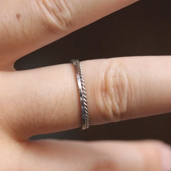 ZMZY 2PCS Wedding Couple Rings Set Stainless Steel Rings Twist Anti-allergy Smooth Simple DIY Custom Bijouterie