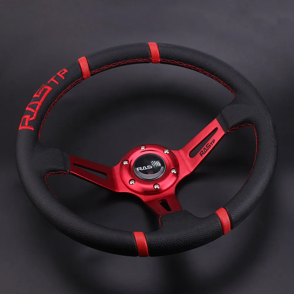 Volante Desplazado Universal 14InCH 350mm Deep More Drifting Vining  Wheel/Cuero Car Steering Wheel Red Black (Color : Red) : : Coche y  moto